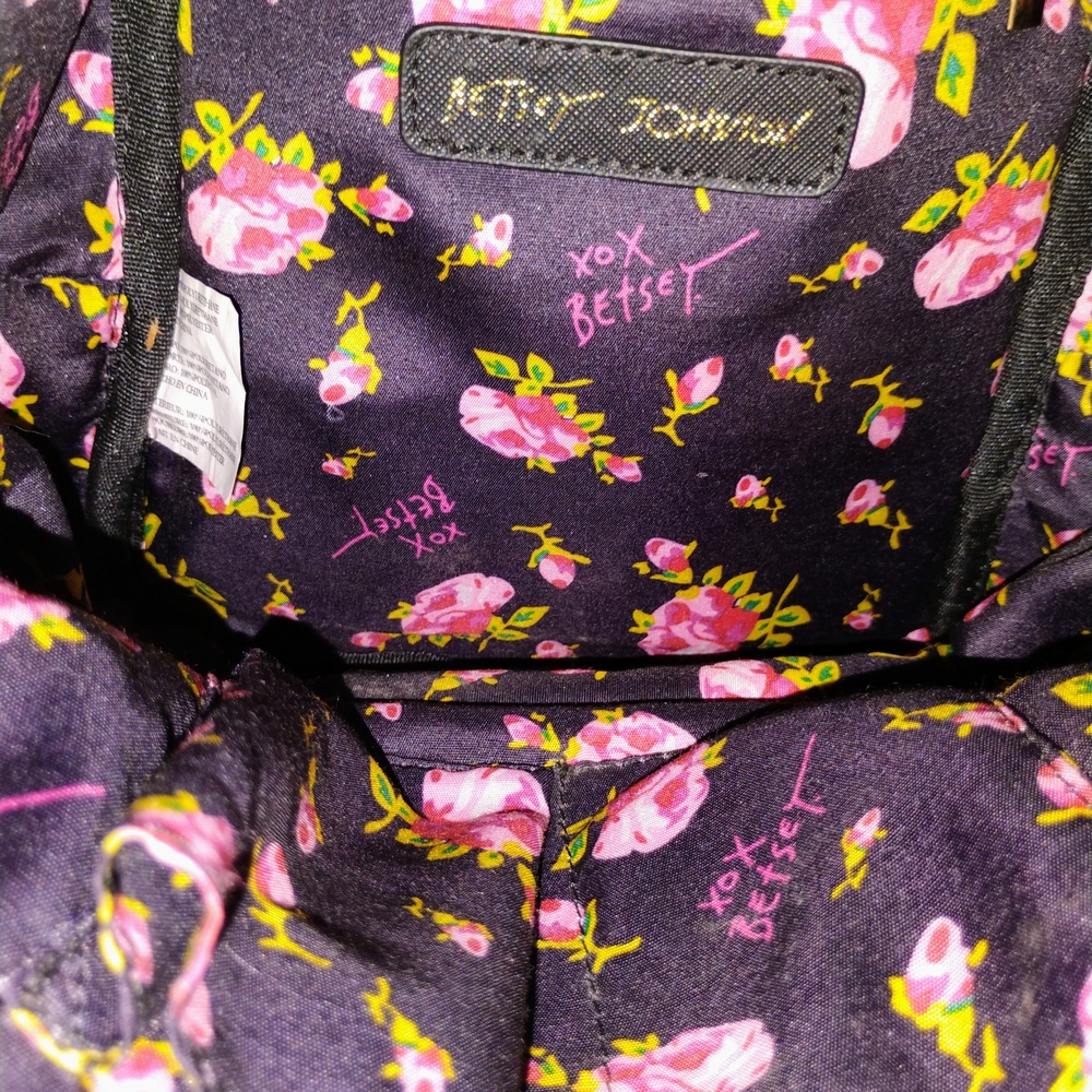 Betsey Johnson Black and Pink Floral Backpack - Picture 4 of 8
